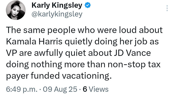 Tweet by Karly Kingsley criticizing political figures for taxpayer-funded actions, highlighting bold tweets that hit a nerve.