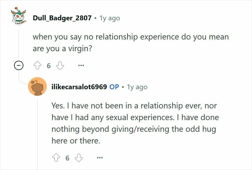 Screenshot of an honest online Q&A where a young millionaire explains having no relationship or s****l experience.