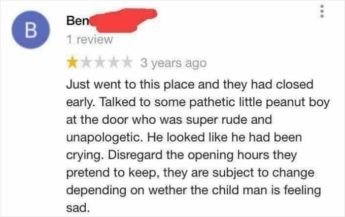 Screenshot of a humorous product review showing an unimpressed customer sharing a sarcastic complaint about service.