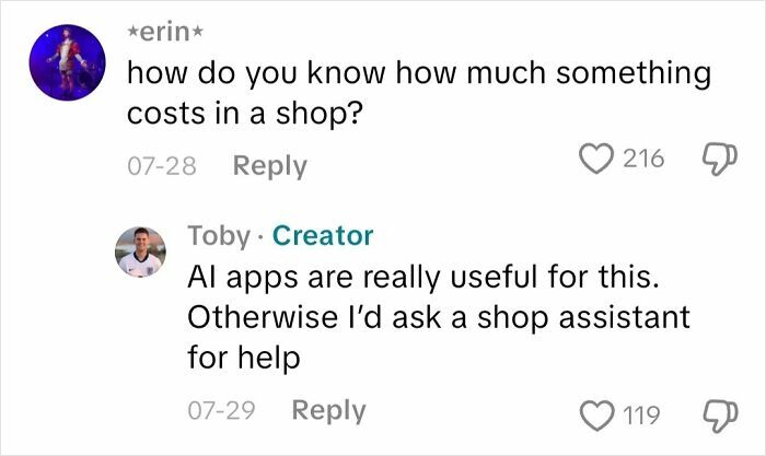 Conversation about how blind people know costs in shops, highlighting AI apps and shop assistants for assistance.