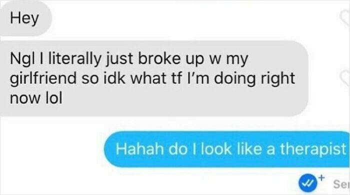 Cringy men hitting on women with awkward breakup texts and humorous responses in screenshots shared by women online.