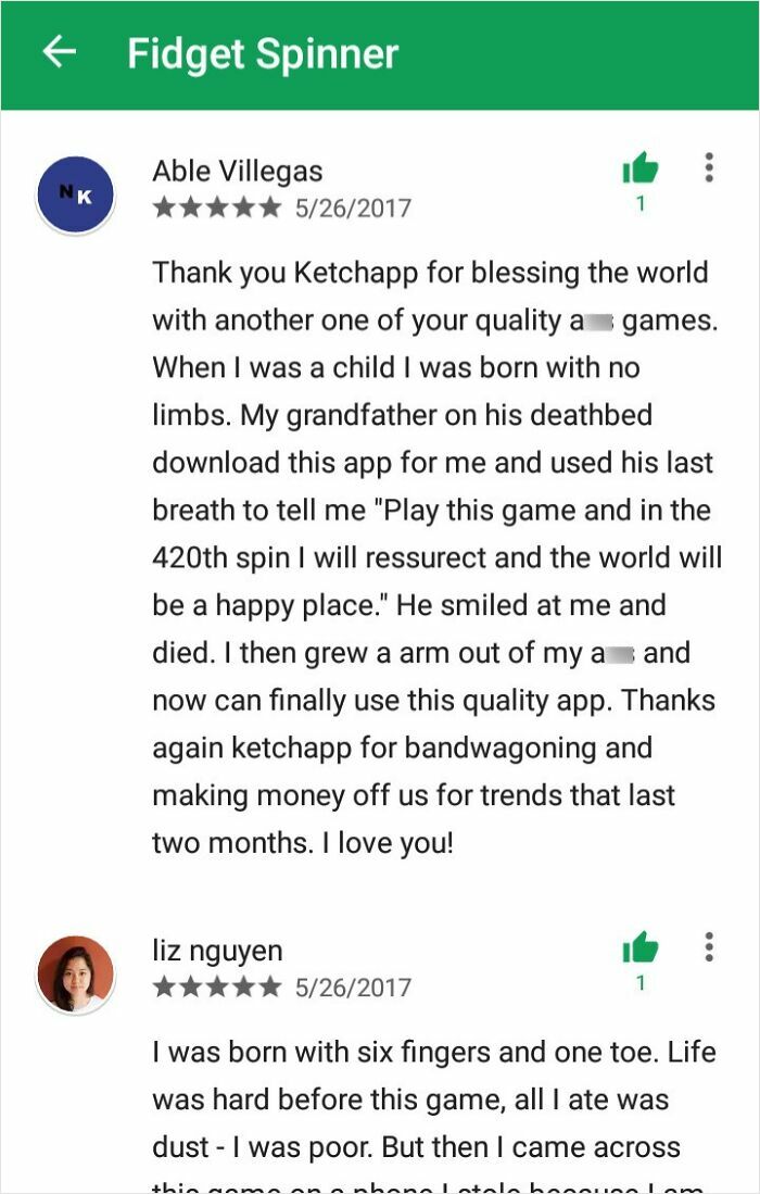 Humorous product and service reviews showing people’s immaculate sense of humor in funny app feedback and comments.