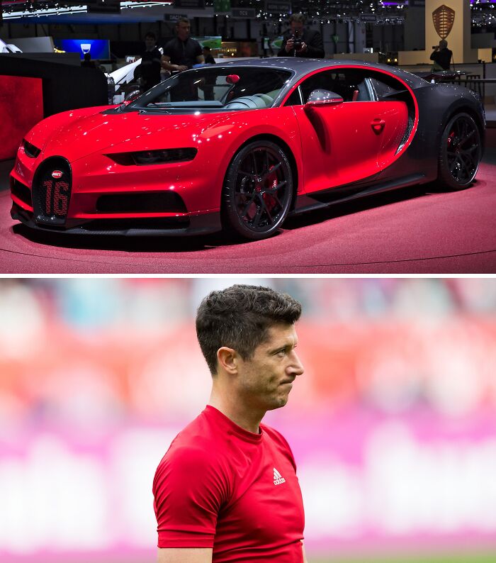 Red luxury sports car showcased indoors, highlighting lavish cars of football's richest on display at an auto event.