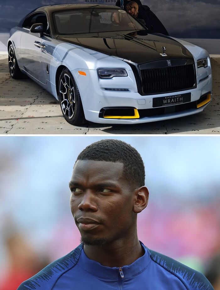 Luxury Rolls Royce Wraith car admired in a showcase, representing lavish cars of football's richest players.