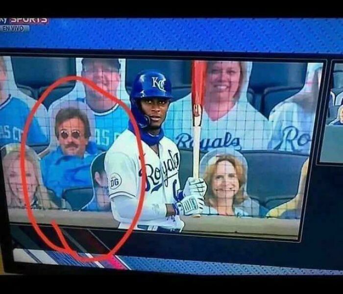 Baseball player from Royals at bat with fans circled in red, a nostalgic scene to make you feel old as heck.