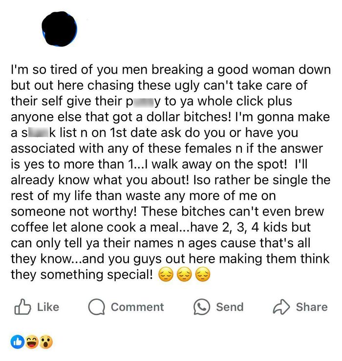 Alt text: Social media post exposing delusional behavior of women making unreasonable demands in relationships with men.