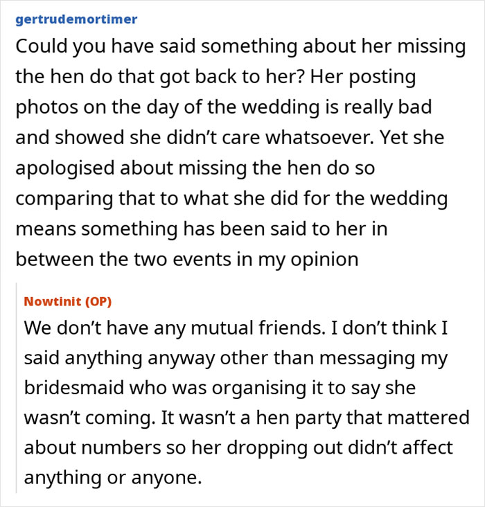 Comment exchange discussing a woman turning flaky, missing her friend's wedding, and sending a malicious voicemail. Comment exchange discussing a woman turning flaky, missing her friend's wedding, and sending a malicious voicemail.