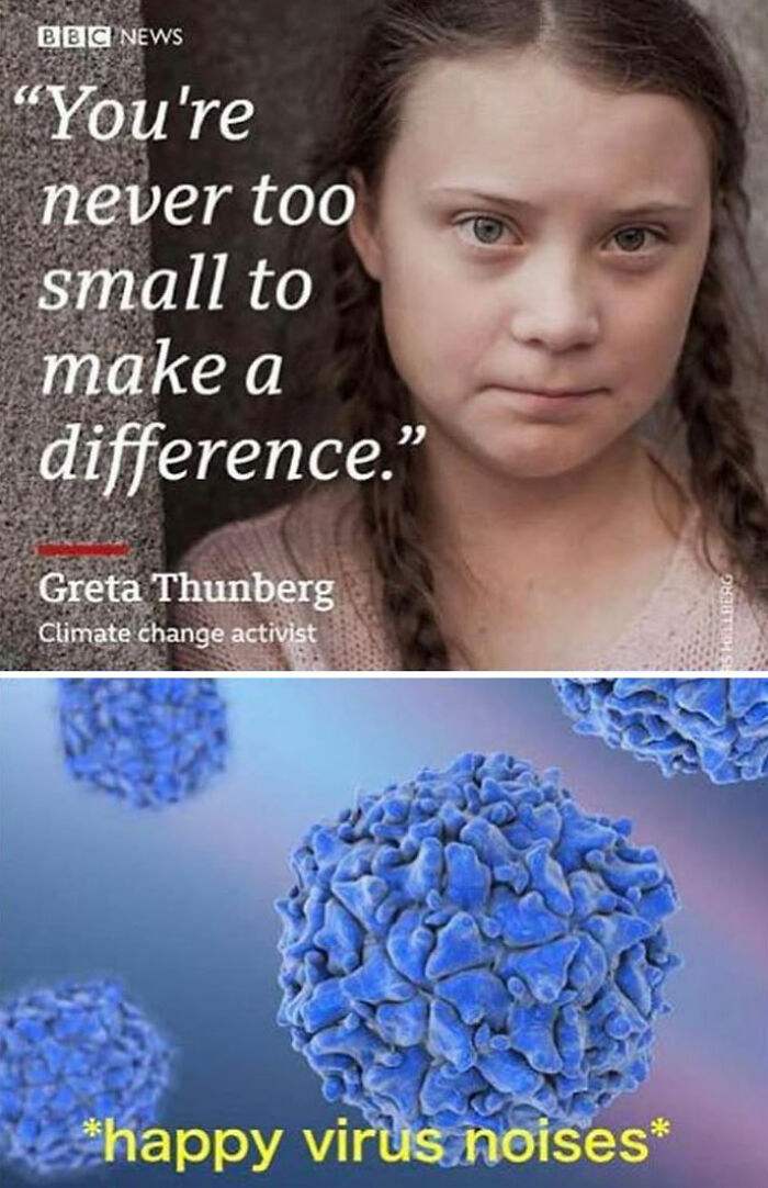 Meme combining a motivational quote with a medical image and humorous caption about viruses for relatable medical memes.
