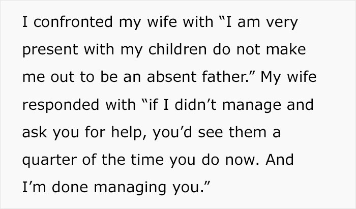 Man tells wife she couldn’t do it without him, watches her prove him wrong with confident response on parenting roles.
