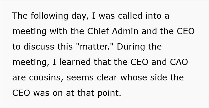 Text excerpt from a meeting discussing company leadership and decisions before a two weeks notice response. Text excerpt from a meeting discussing company leadership and decisions before a two weeks notice response.
