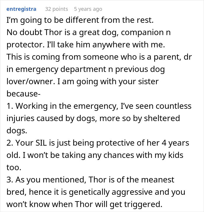 Comment discussing dog attacks and concerns about dogs being too dangerous around kids due to aggressive behavior and injuries. Comment discussing dog attacks and concerns about dogs being too dangerous around kids due to aggressive behavior and injuries.