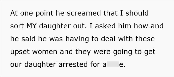 Screenshot of a text conversation referencing a daughter finding dad cheating texts and family conflict involving upset women. Screenshot of a text conversation referencing a daughter finding dad cheating texts and family conflict involving upset women.