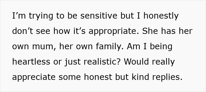 Text on a white background expressing concern about sensitivity and appropriateness regarding a non-biological child in a fiance wedding situation. Text on a white background expressing concern about sensitivity and appropriateness regarding a non-biological child in a fiance wedding situation.