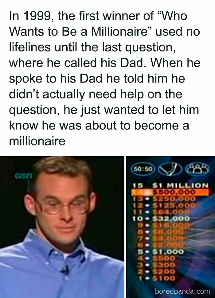 First winner of Who Wants to Be a Millionaire calls his dad in 1999, sharing he’s about to become a millionaire nostalgic post