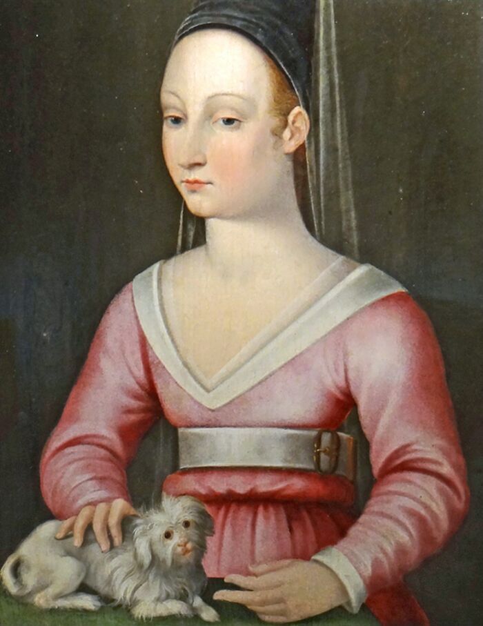 Medieval portrait of a woman in historical attire showcasing changing beauty standards throughout history.