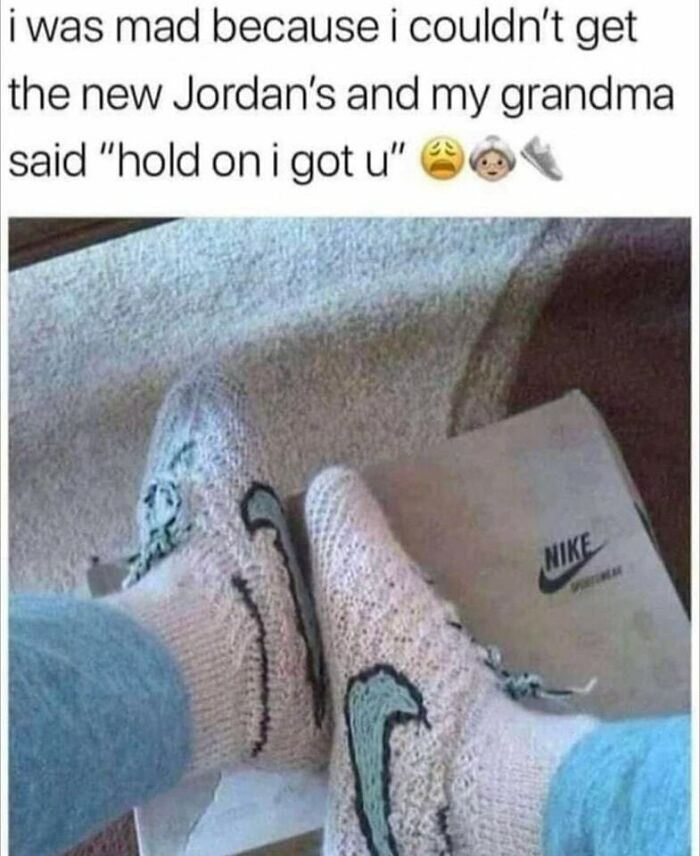 Knitted Nike sneaker socks as ingenious crafty ideas shared on an IG account for creative DIY footwear.