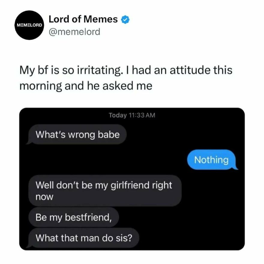 Screenshot of a humorous text exchange included in 80 memes so good to break your doomscrolling cycle.