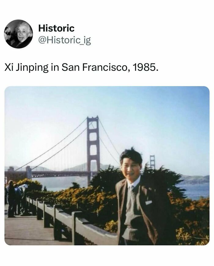 Historic photo of a young man posing near Golden Gate Bridge in San Francisco, illustrating interesting historic photos.