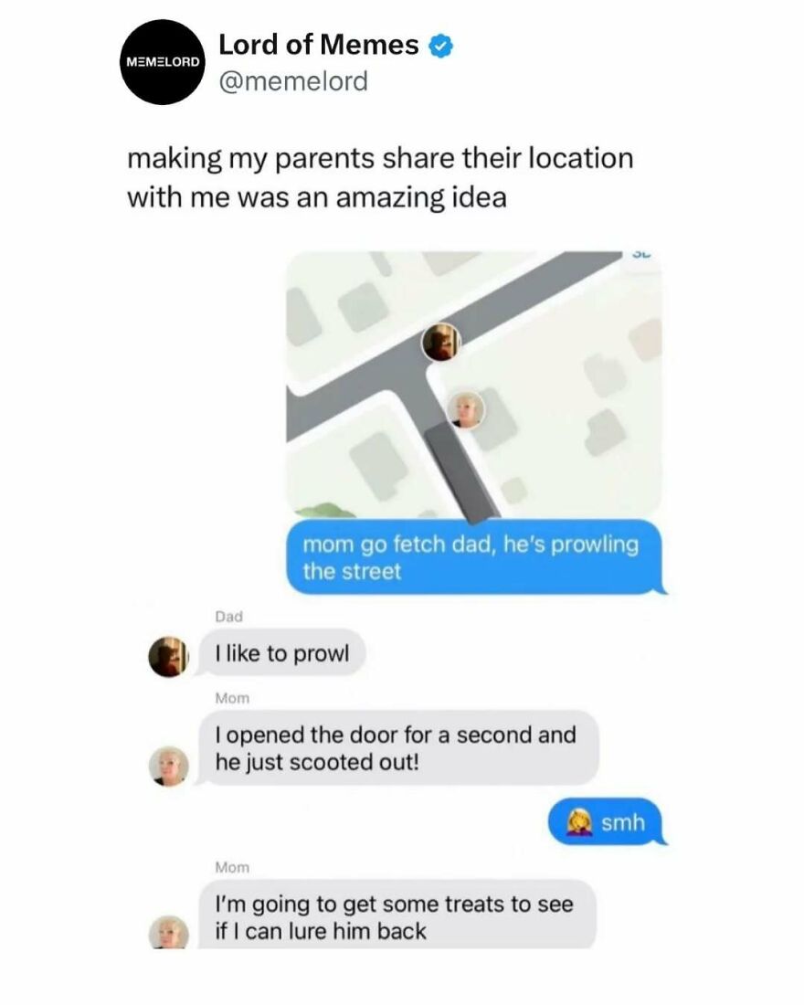 Text meme about parents sharing their location, featured in popular memes to break your doomscrolling cycle with humor.
