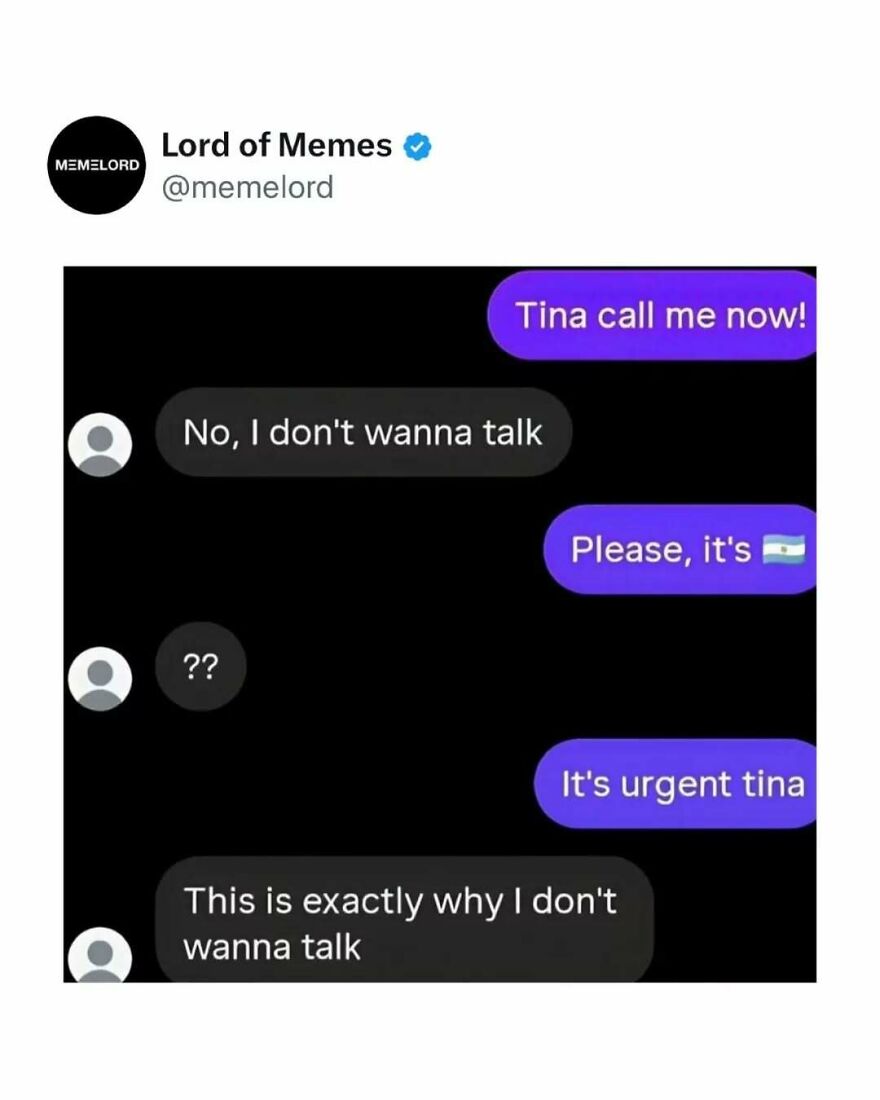 Text message meme showing a humorous conversation that might break your doomscrolling cycle with funny memes.