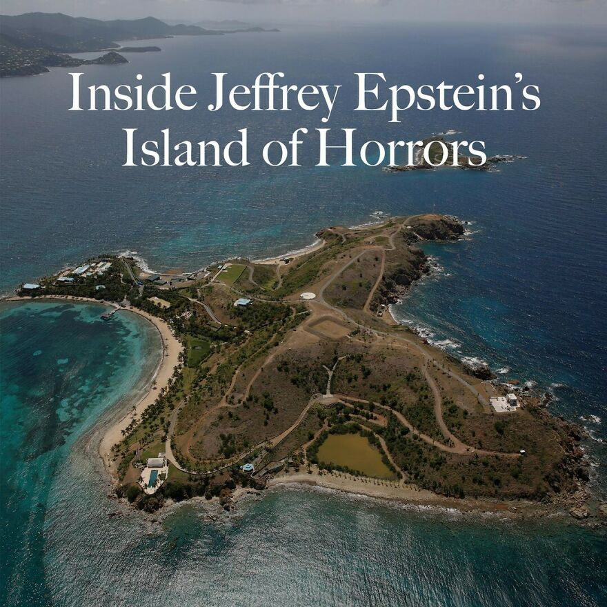 Aerial view of Epstein Island surrounded by ocean, highlighting the location related to Epstein Island allegations. Aerial view of Epstein Island surrounded by ocean, highlighting the location related to Epstein Island allegations.