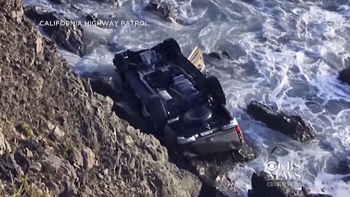 Overturned vehicle on rocky shore captured in a dramatic video that doesn’t seem special until you know context