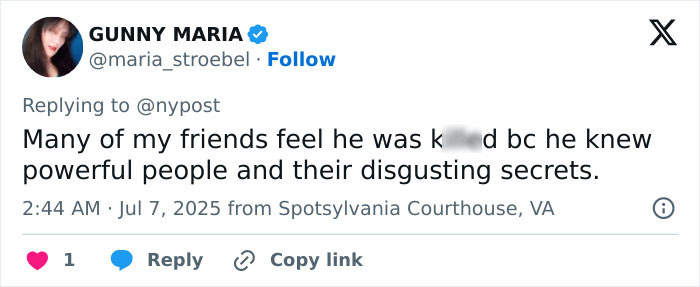 Screenshot of a Twitter reply discussing doubts about Epstein’s jail video and claims about DOJ’s no client list. Screenshot of a Twitter reply discussing doubts about Epstein’s jail video and claims about DOJ’s no client list.