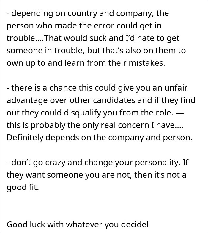 Text discussing risks and advice about receiving a second interview email and viewing a video file accidentally. Text discussing risks and advice about receiving a second interview email and viewing a video file accidentally.