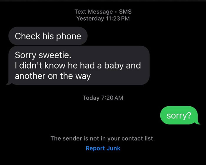 Text message exchange revealing strange text about fiancé and a mom-to-be’s gut feeling raising doubts. Text message exchange revealing strange text about fiancé and a mom-to-be’s gut feeling raising doubts.