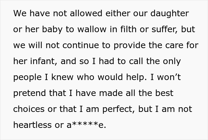Text excerpt from dad confessing why he called CPS on teen daughter, explaining difficult decision and care for infant. Text excerpt from dad confessing why he called CPS on teen daughter, explaining difficult decision and care for infant.