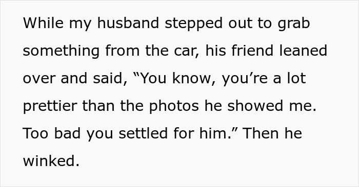Friend’s compliment turns uncomfortable as wife insists husband find hotel, husband disagrees over friend’s remark. Friend’s compliment turns uncomfortable as wife insists husband find hotel, husband disagrees over friend’s remark.