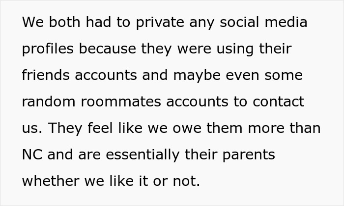 Text excerpt discussing the relationship dynamics between siblings, sister, and mom regarding social media privacy. Text excerpt discussing the relationship dynamics between siblings, sister, and mom regarding social media privacy.