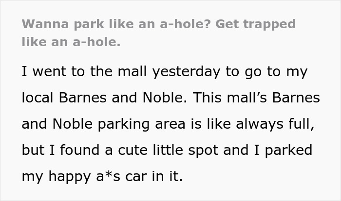 Person Leaves Mall But Finds Their Car Parked In, Gets Ice-Cold Revenge On Jerk Who Did It