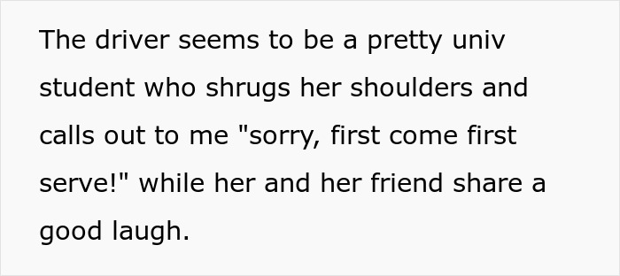 Woman stealing couple's parking spot under their nose, facing unexpected revenge instead of donuts reaction. Woman stealing couple's parking spot under their nose, facing unexpected revenge instead of donuts reaction.