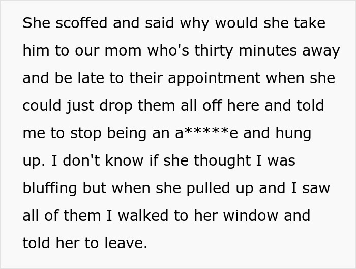 Text message conversation describing a woman refusing to babysit her autistic nephew after he harms her daughter. Text message conversation describing a woman refusing to babysit her autistic nephew after he harms her daughter.