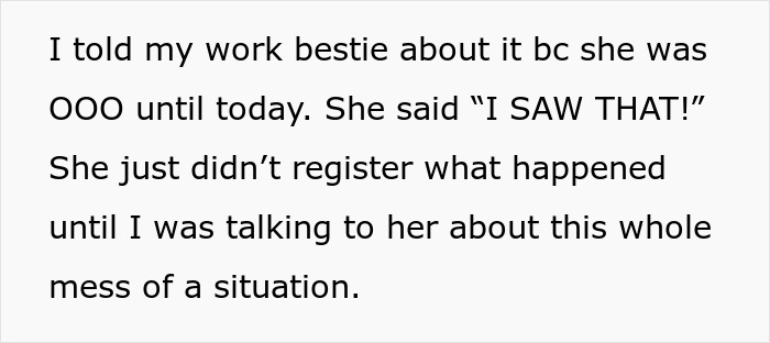 Text screenshot showing a person explaining to a work friend about an employee missing work due to a flat tire.