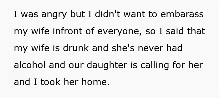 Text showing a man explaining his wife was drunk to cover up a hookup with another man and took her home discreetly. Text showing a man explaining his wife was drunk to cover up a hookup with another man and took her home discreetly.