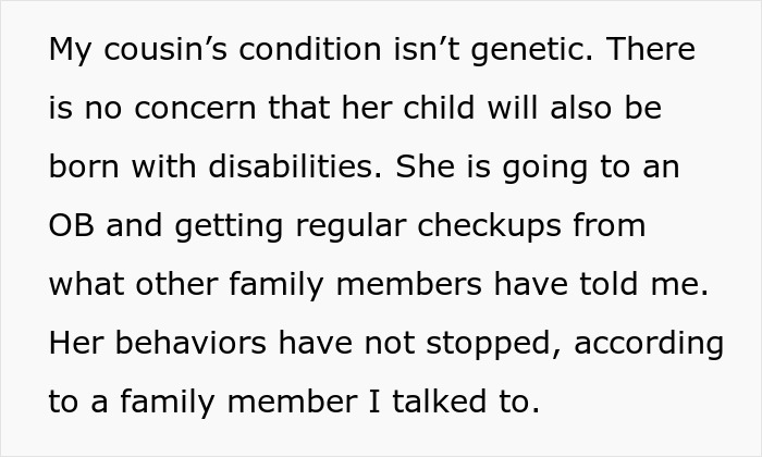 Text excerpt discussing a disabled daughter’s pregnancy and related family concerns sparking a family feud. Text excerpt discussing a disabled daughter’s pregnancy and related family concerns sparking a family feud.