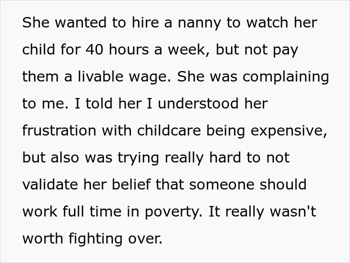 Woman thinks babysitters don’t deserve a living wage, sibling challenges her views on fair childcare pay. Woman thinks babysitters don’t deserve a living wage, sibling challenges her views on fair childcare pay.