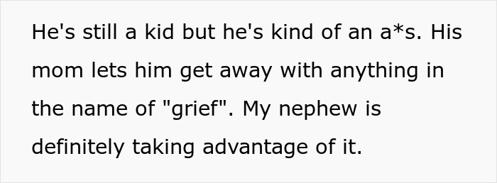 Text about a grieving son whose mom makes excuses as his sister confronts him for burning a kid’s bag. Text about a grieving son whose mom makes excuses as his sister confronts him for burning a kid’s bag.