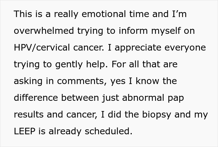 Woman overwhelmed learning about HPV and cervical cancer, expressing emotions and discussing biopsy and LEEP procedure. Woman overwhelmed learning about HPV and cervical cancer, expressing emotions and discussing biopsy and LEEP procedure.