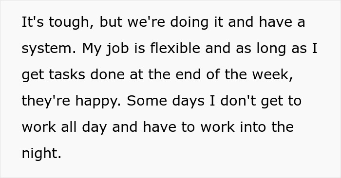 Working mom explains challenges of flexible job and once-a-week daycare to in-laws who think she has it easy. Working mom explains challenges of flexible job and once-a-week daycare to in-laws who think she has it easy.