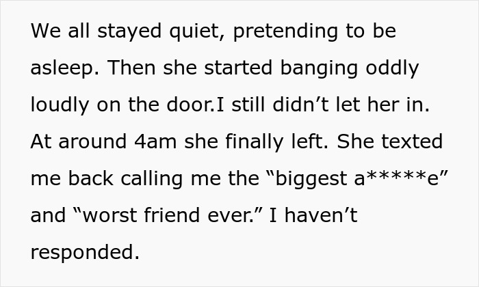 Teen shows up at best friend’s door at 4 AM, confused why she’s not welcome, banging loudly before finally leaving. Teen shows up at best friend’s door at 4 AM, confused why she’s not welcome, banging loudly before finally leaving.