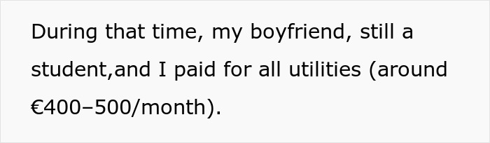 Text excerpt showing a person describing paying utilities while dealing with parents forcing pay expensive rent. Text excerpt showing a person describing paying utilities while dealing with parents forcing pay expensive rent.