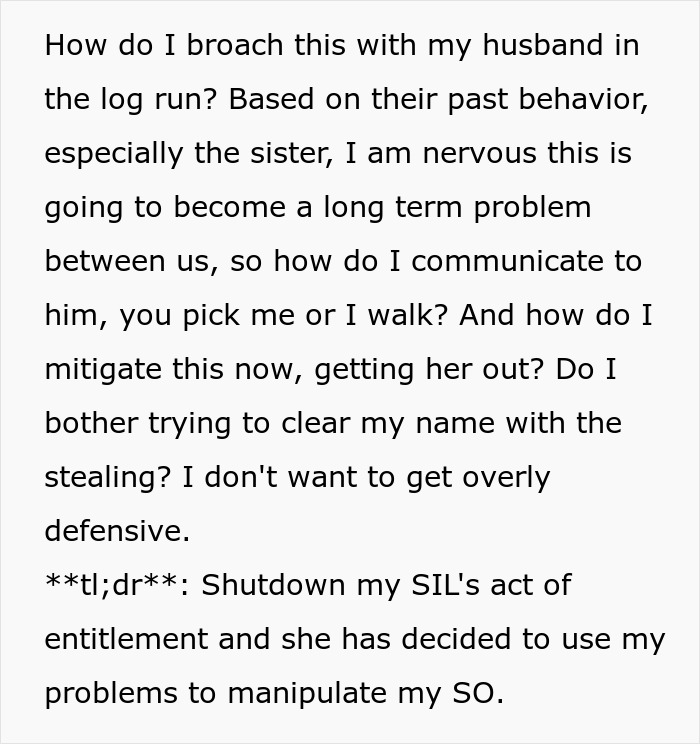 Text message showing concerns about SIL’s manipulation and framing attempts to turn brother against his wife.