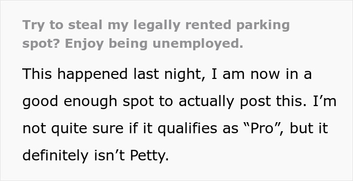 Text post about someone illegally parking and facing unemployment after being caught drinking in a work truck. Text post about someone illegally parking and facing unemployment after being caught drinking in a work truck.