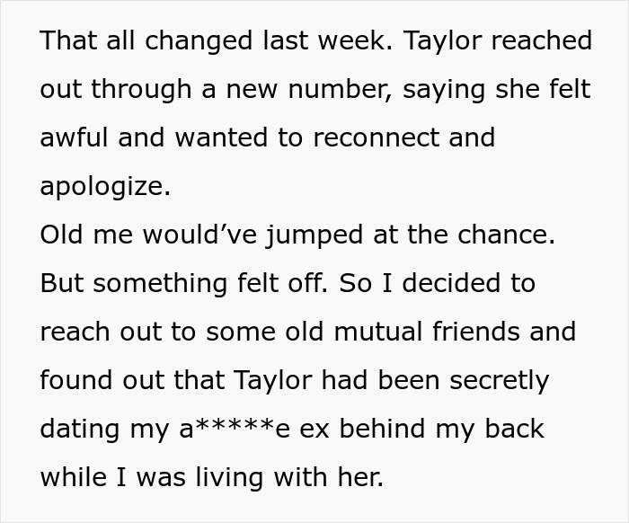 Text excerpt about feeling betrayed by an ex-best friend and deciding to give her a taste of her own medicine. Text excerpt about feeling betrayed by an ex-best friend and deciding to give her a taste of her own medicine.
