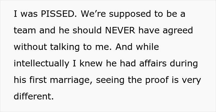 Text message expressing anger about a man promising a quiet life then unexpectedly bringing home a stepdaughter. Text message expressing anger about a man promising a quiet life then unexpectedly bringing home a stepdaughter.