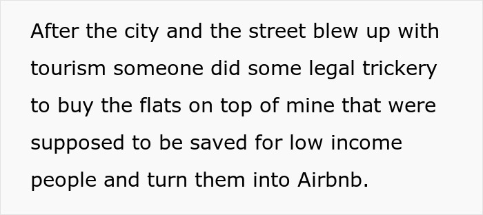 Text about neighbor refusing tourists patio use with Airbnb host upstairs labeling it discrimination and legal issues involved. Text about neighbor refusing tourists patio use with Airbnb host upstairs labeling it discrimination and legal issues involved.