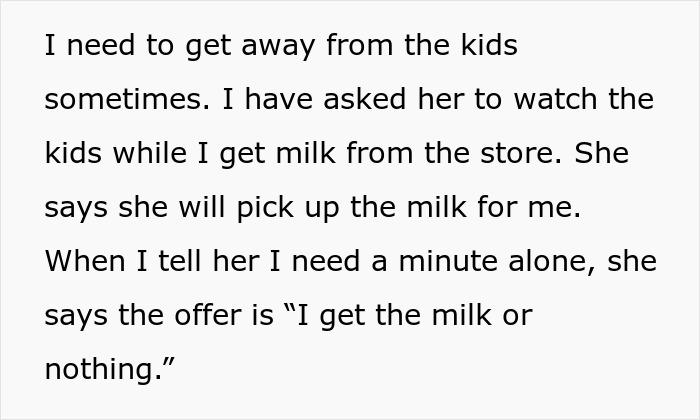 Text excerpt discussing a guy accusing his sister of being a stranger to his kids after she refuses childcare duties. Text excerpt discussing a guy accusing his sister of being a stranger to his kids after she refuses childcare duties.